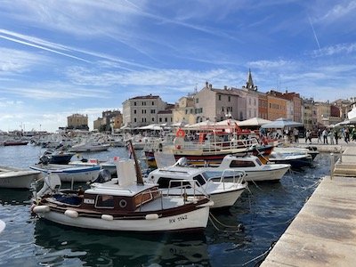 Blick auf den Hafen von Rovinj